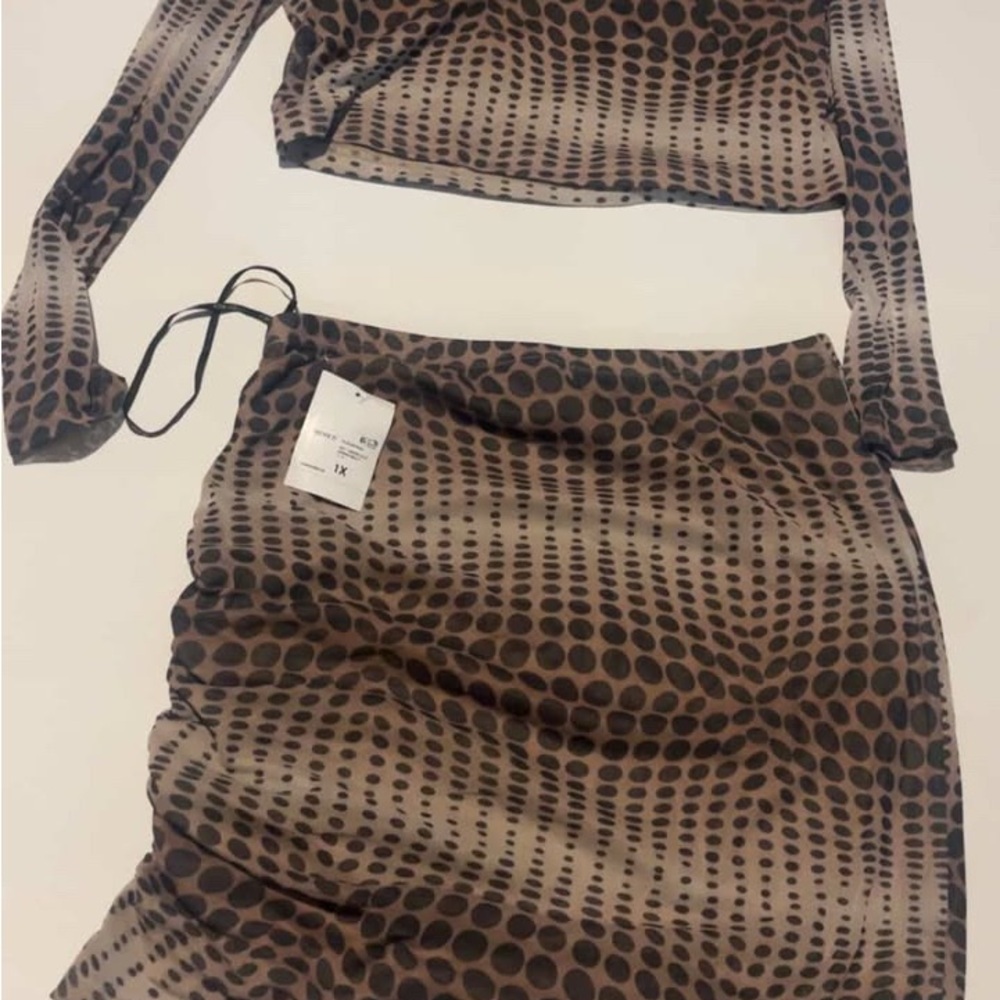 Forever 21 Brown Polka Dot Skirt Set